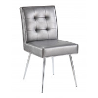 OSP Home Furnishings AMTD-S52 Amity Tuffed Dining Chair in Sizzle Pewter Fabric with Chrome Legs